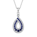 Fashion 925 Sterling Silver Pendant Blue Zircon and White Zircon Pendant Water Droplets Shape