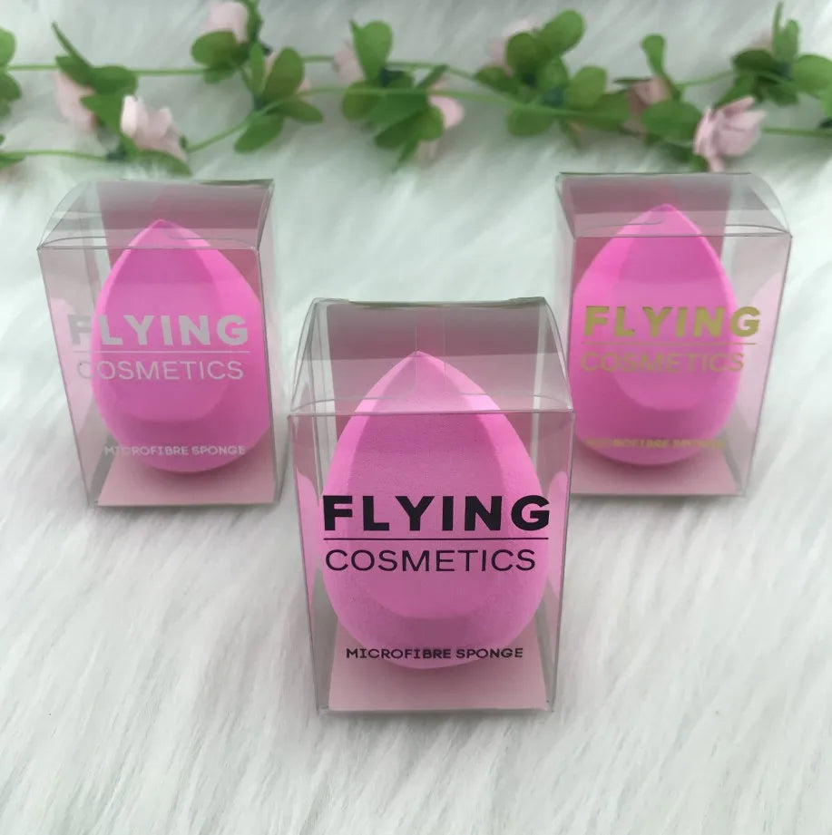 FLY Private Label Facial Hydrophilic Makeup Sponge Case 40x60mm Latex Free Washable Plastic Clear PVC/PET Box Customizable Color