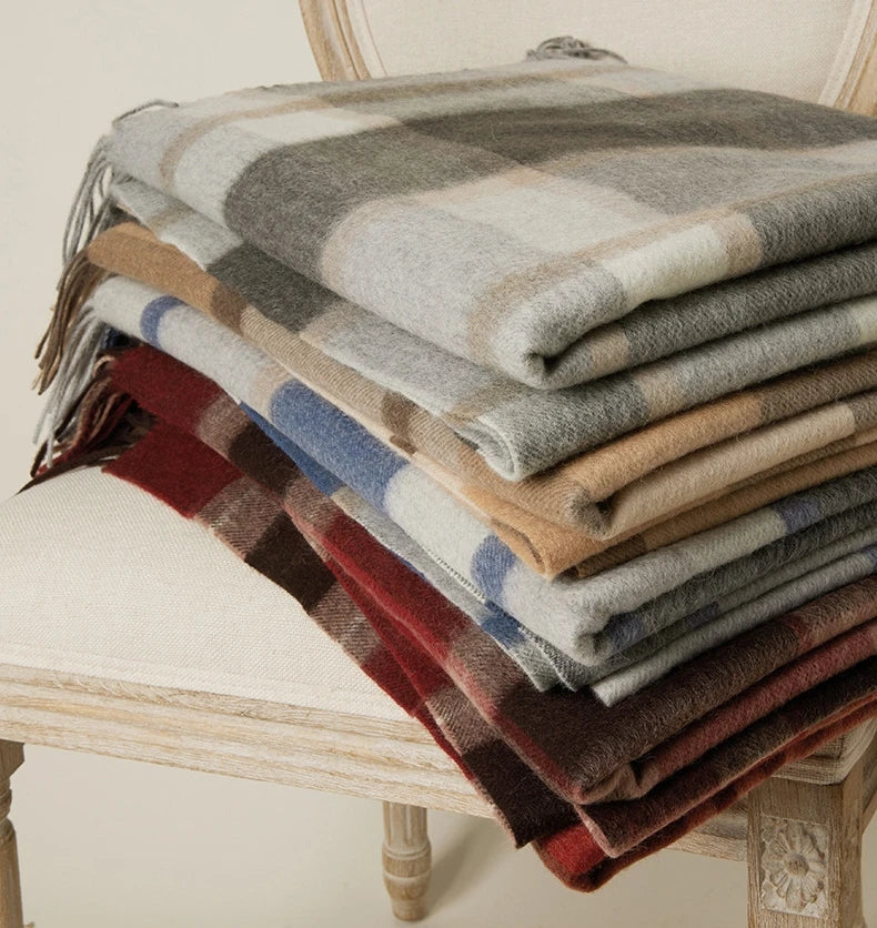 2024 New Arrival Autumn Winter Warm Women's Pure Wool Check Scarf British Plaid Patterns Kashmir 140*190cm