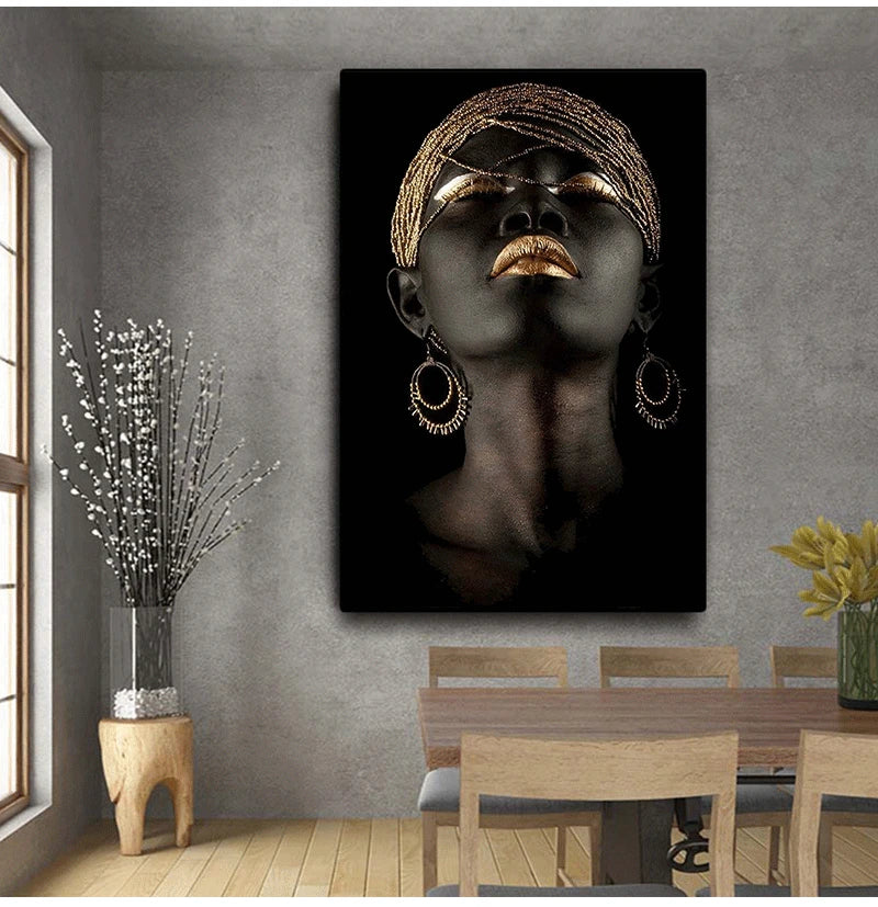 Wall Art Picture for Living Room Contemplator Black African Woman Painting on Canvas Posters and Prints Scandinavian