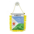 Custom Logo Digital Printing Satin Material Hanging  Djibouti Pennant Flag for Car Rearview Mirror and Home Decoration