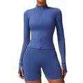 Wholesale Custom Women's Seamless Yoga Tops Gym Body-shaping Fitness Sports Wear with Zip Breathable Sweat-Wicking Yoga Jackets