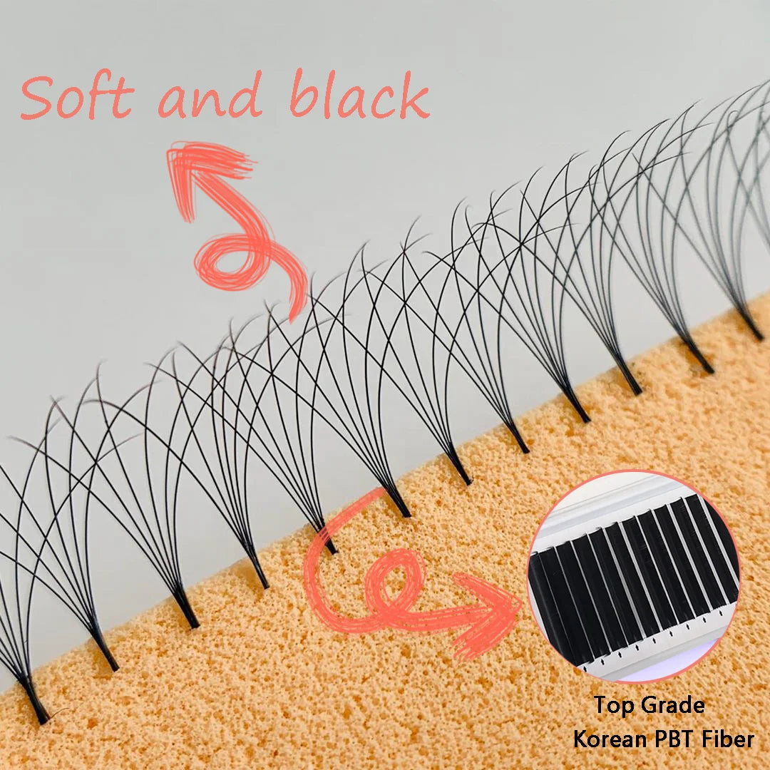Flourishing Lashes Customize Your Logo Synthetic Hair Handmade Cruelty-Free Vegan Matte Black Glossy Black Eyelash Extensions