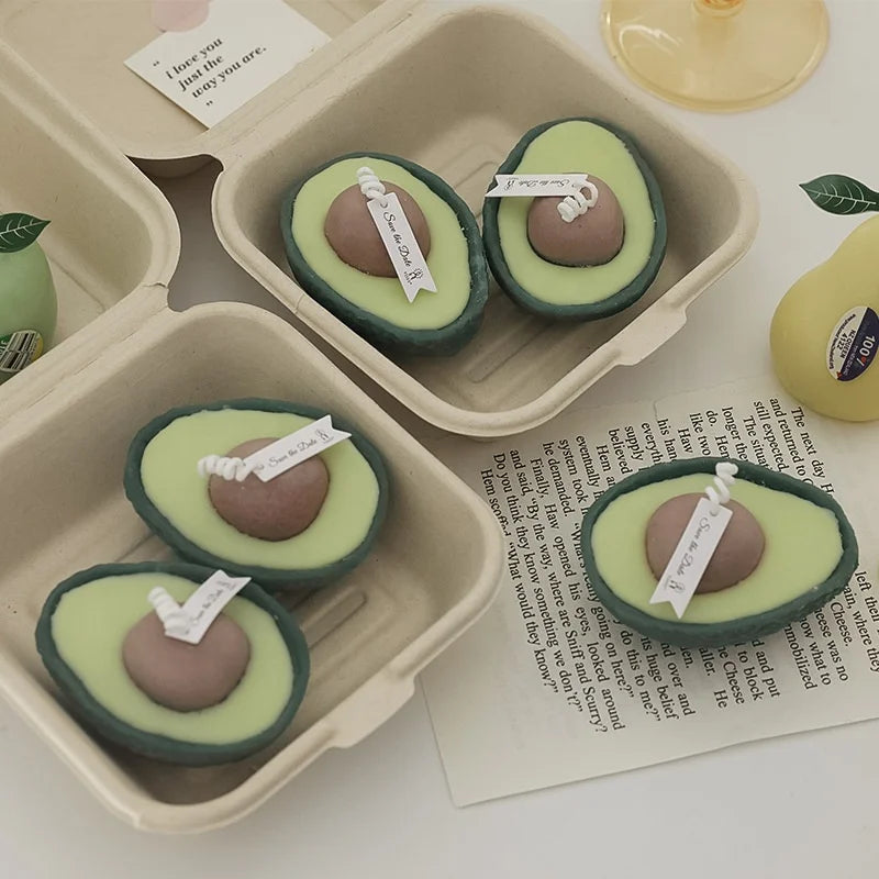 Avocado Scented Candle DIY Handmade Cute Gift Ins Style Photo Props Fragrance Fruit Shaped Candles