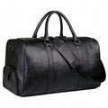 Black Waterproof Sports PU Leather Custom Men Duffel Bags Outdoor Weekender Shoulder Duffel Bag