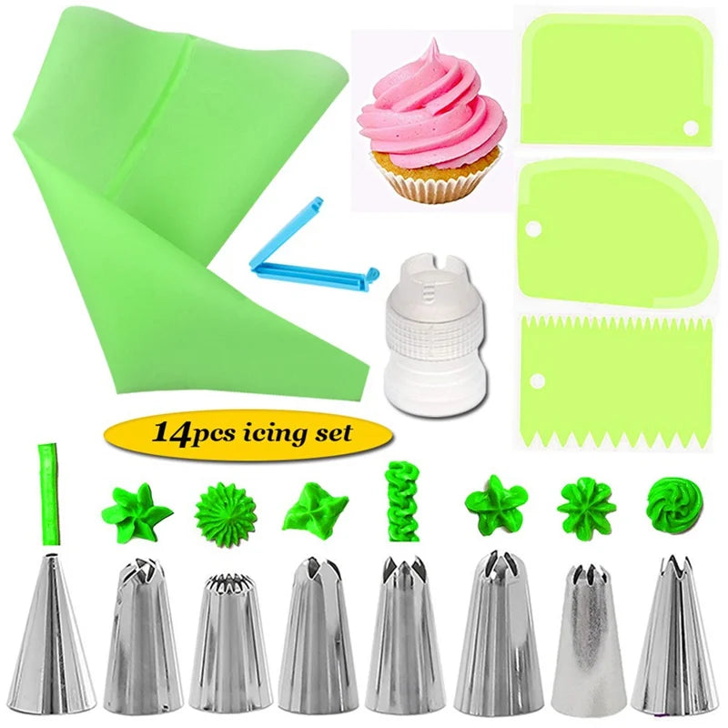 Kitchen Fondant Baking Tool Pastry Cake Stand Nozzle Piping Bag Icing Set Cake Decorating Supplies Kit