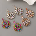 New Arrivals Crystal Gemstone Geometric Earrings Colored Rhinestone Hollow Round Drop Earrings Creative Jewelry