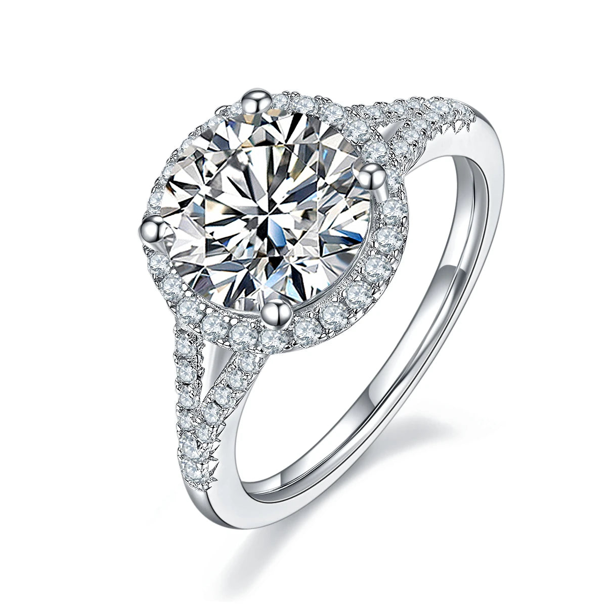 Factory Wholesale Sales Wedding Ring Womens Moissanite Band 2 Stone Ring for Girl