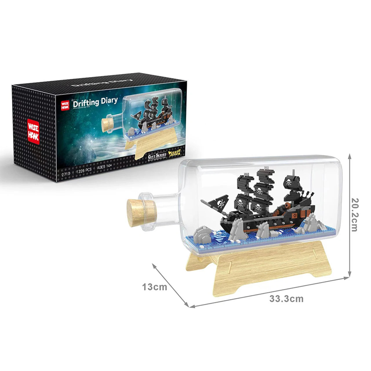 Golden Supplier Education Drift Bottle Black Pearl Boat Pirate Ship Construction Model Toy Transportation-Themed 5 7 Years