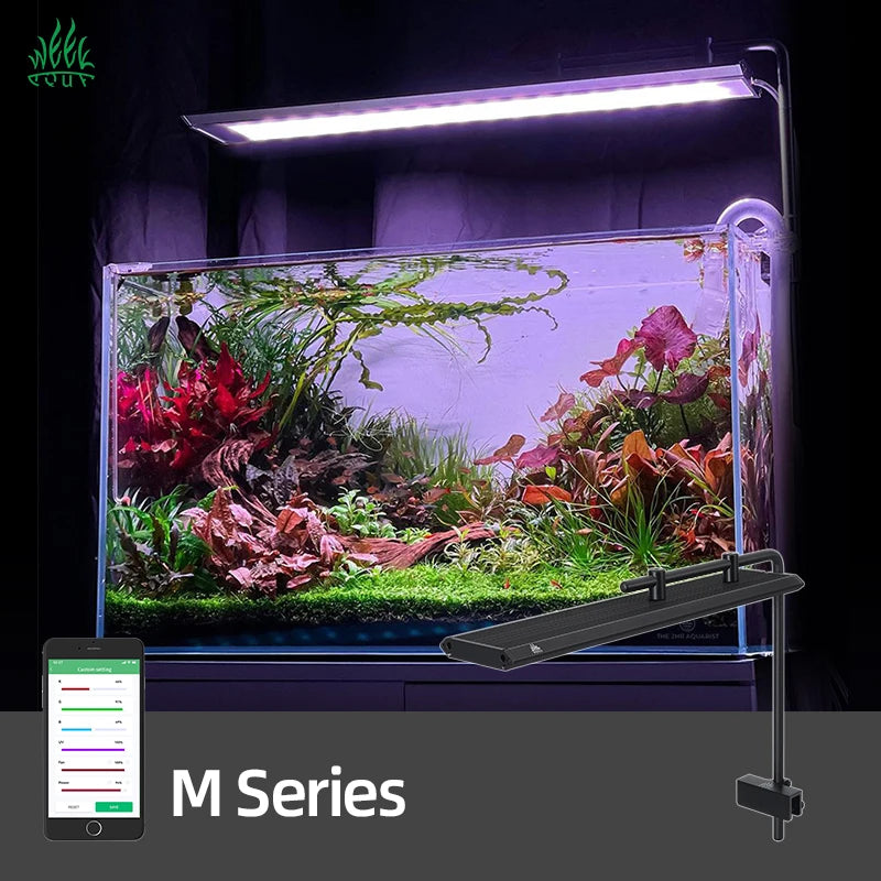 Wholesale WEEK AQUA M Series RGB UV LED Dimming Smart Control Light Aluminum Aquarium Light with Bracket