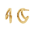 Minimalist Jewellery  925 Sterling Silver Fashion Earrings 18k Gold Plated Double Hoop Earrings