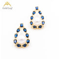 Goldleaf Classic Design Trendy Gold Plated Sapphire Stud Earrings for Women-Anniversary & Party Gift
