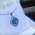 Silver 925 Original 5 Carat Brilliant Cut Diamond Test Past Green Moissanite Blossom Pendant Necklace for Women Fine Jewelry