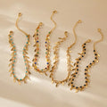 Bohemian 18K Real Gold Plated Copper Natural Stone Water Drop Design Multi-layer Vintage Unisex Anklet for Beach Vacation