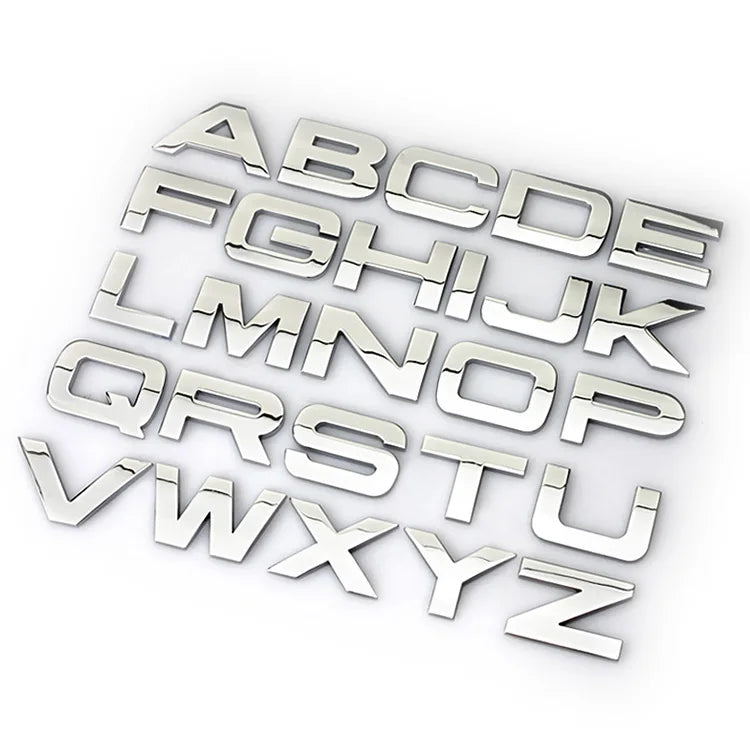 Custom Metallic Labels Waterproof Transfer Metal Letters 3D Embossed Nickel Label Stickers