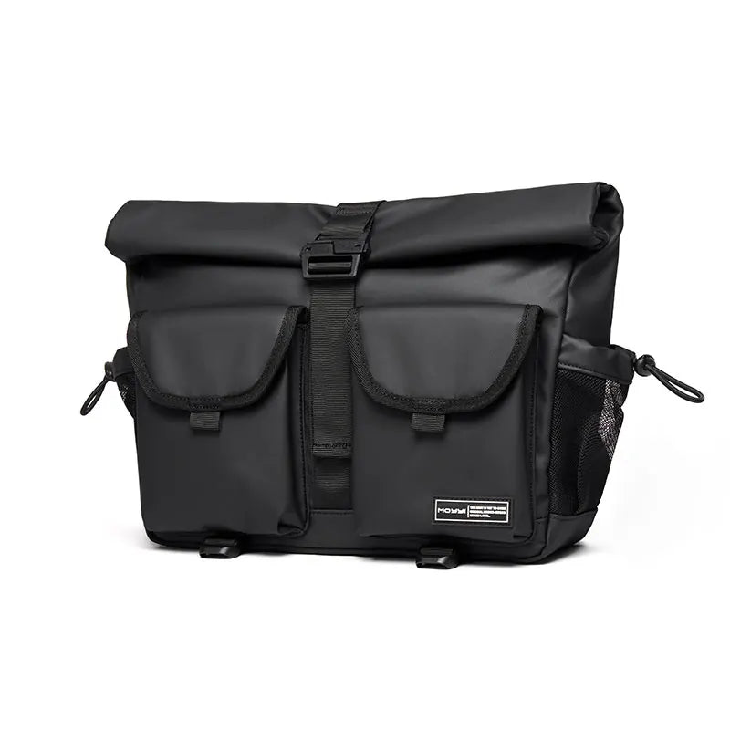 Customized Fashion Top-Rolling Men's Messenger Bag Waterproof Black 15 Inch Laptop PVC Crossbody Bag Outdoor Sport Bags 3548