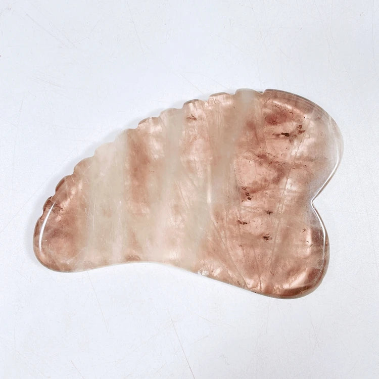Huiying Natural Spiky Heart Shape Smoky Quartz Facial Gua Sha Stone Board for Face Body Hand Carved Factory Price