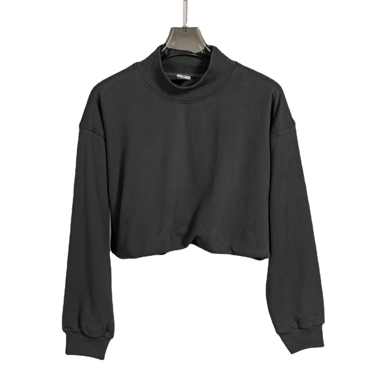New Arrival Woman Clothing Crop Long Sleeve Sweatshirt Women Pullover Crop Top Oversized Cotton Plain Crewneck Sweatshirt