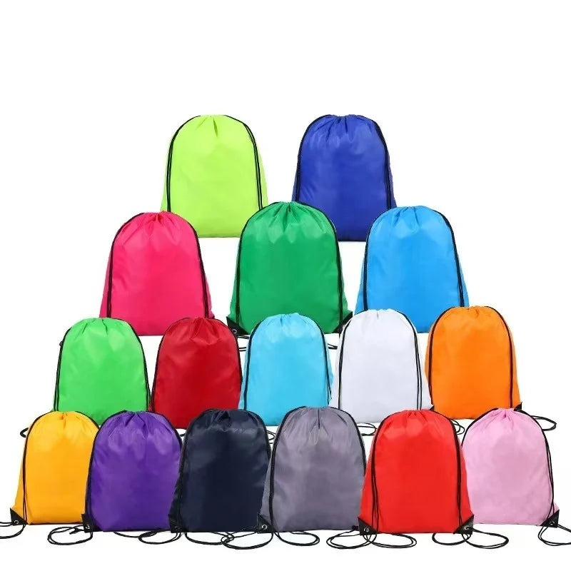 Custom Logo Waterproof Nylon Polyester 210D Promotion Gym Drawstring Backpacks Sport Drawstring Bags