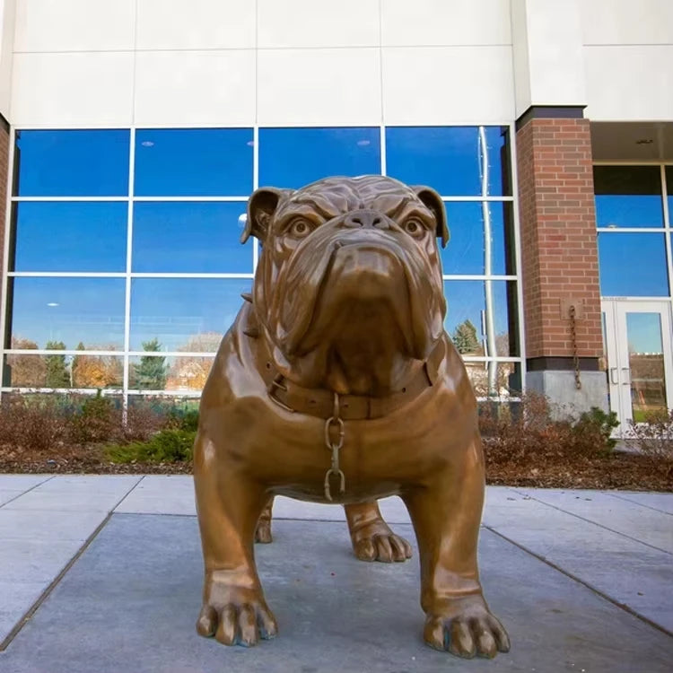 Modern City Outdoor Garden Decoration Bronze Bulldog Sculpture Lost Wax Casting Technique Polished Surface Customizable Art