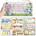 Putuo Decor Happy Easter Wooden Sign Lovely Gift Wood Plaque Hanging Wall Sign Perfect Home Decor