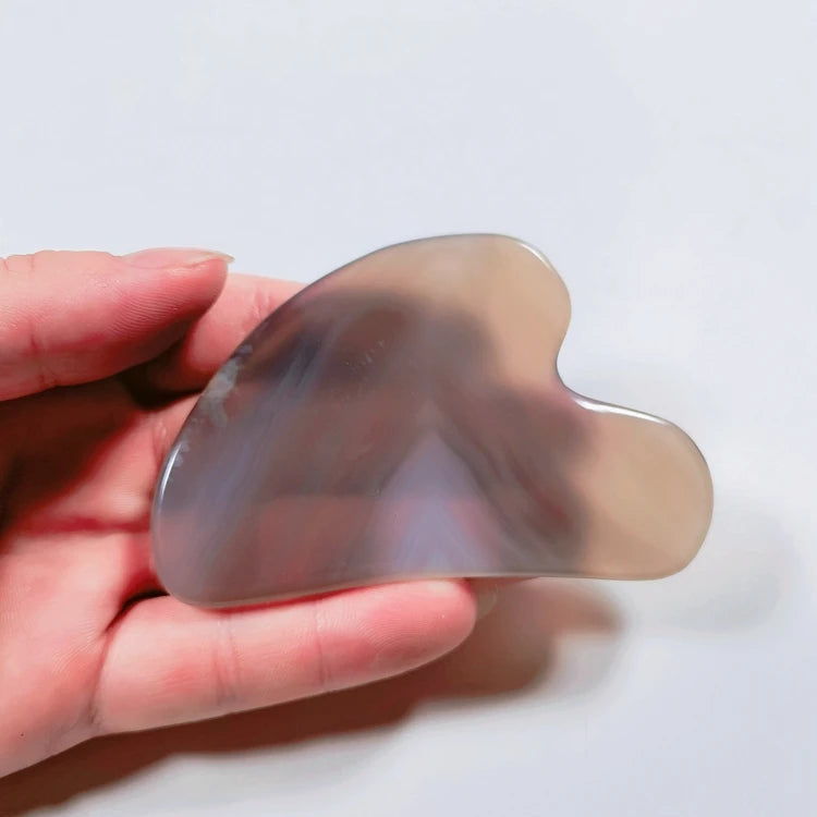 DIY Natural Body Grey Agate Jade Stone Mushroom Gua Sha Jade Stone Massage Tool