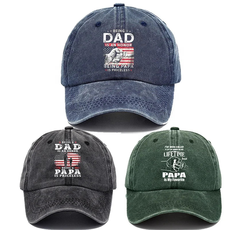 Papa Baseball Cap Distressed Dad Hat Custom Print Soft Washed Cotton Washed Baseball Cap Vintage Sports Caps Father's Day Gift