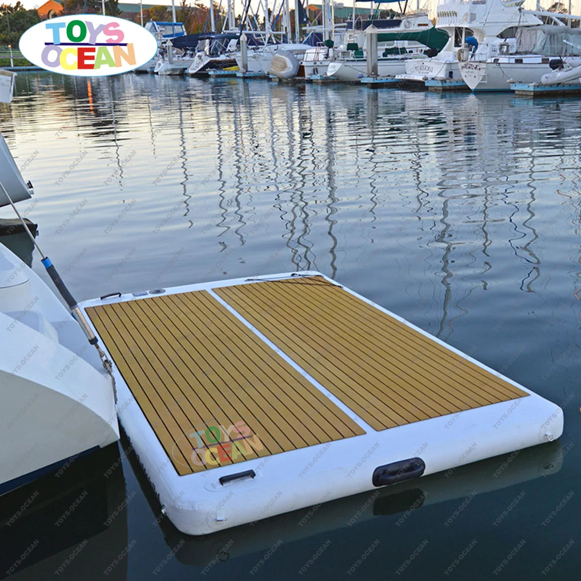 Portable PVC Outdoor Inflatable Swim Island Floating Raft Water Jet Ski Dock Floats Platform 100-500kg Capacity 5-10 Passengers