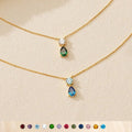 2024 Trendy 18K Gold Plated Water Drop Pendant Necklace with Link Chain 12 Zircon Birthstones Gift