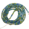 Handmade 50 Inches Adjustable Bulk Tie on Waist Beads on Cotton Cord Belly Chain Body Jewelry Calm Blue Color