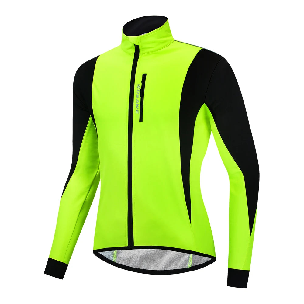 WOSAWE Winter Warm up Thermal Fleece Cycling Jacket Bicycle MTB Road Bike Clothing Windproof Waterproof Long Jersey