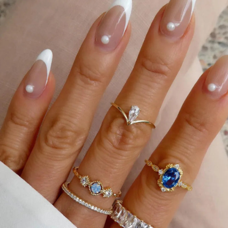 High End 18K Plain Gold Water Drop Zirconia Fine Arrow Rings Stainless Steel Trendy Simple Gold Plated Jewelry MegaBDM