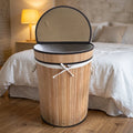 Eco-Friendly Collapsible Bamboo Handcrafted Woven Hamper >35L Capacity Shoes Wardrobe Living Room Multifunction Storage