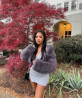 Faux Fur Cropped Top Jacket  for Women  Fashion Short Style Plus Size  Fake Wedding White Black Fur Cropped Winter Coat for Lady
