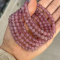 6mm Natural Round Purple-Toned Madagascar Rose Quartz Bracelet Crystal Beaded Stretch Bracelet Handmade Yoga Healing Bracelet