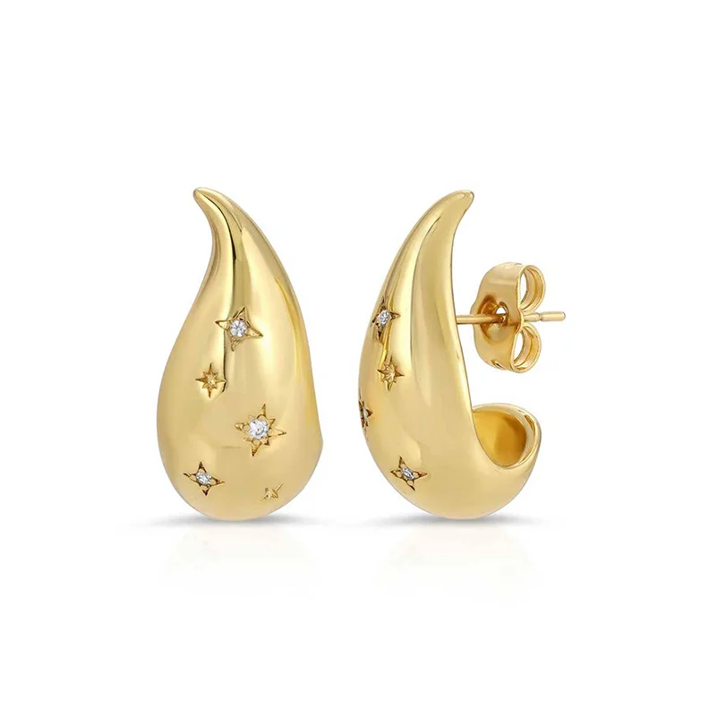 LOZRUNVE Silver 925 Jewelry Wholesale Disco Trending Engraved Lucky Starburst Dome Chunky Earring