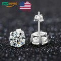 Dropshpping USA Stock Bling Luxury Handmade Push Back 925 Sterling Silver VVS Moissanite Diamond Classic Solitaire Stud Earring MegaBDM
