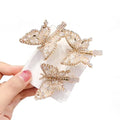 MIO Colorful Rhinestone Pearls Hair Clip Butterfly Metal Hairpins Alligator Hair Clips for Women Ladies Girl