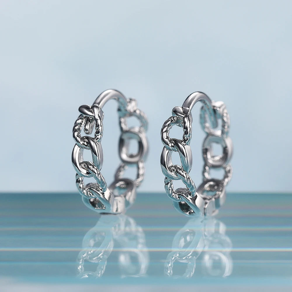 CAOSHI Refine Dainty Circle Weave Hoop Earrings Lady Girls CZ Casual Daily Fashion Simple Women Hoop Earrings