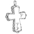 Vintage Christian Foot Print Cross Cremation Ashes Memorial Urn Necklace Stainless Steel Pendant Locket Funeral Gift