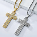 Personalized Design Stainless Steel 18k Gold Plated Shiny Zircon Cross Pendant Necklace for Wedding Engagement Party Jewelry