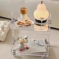 Transparent Acrylic Side Table Sofa Small Tea Table Movable Storage Cart
