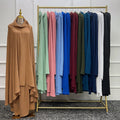 Middle East Arab Dubai Jilbab 2 Pieces Muslim Prayer Dress Crepe Solid Color Long Abaya Women Muslim Dress