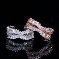 Sparking White Cubic Zircon CZ Silver Plated Copper Luxury Adjustable Open Bridal Engagement Ring for Women Finger Accessories