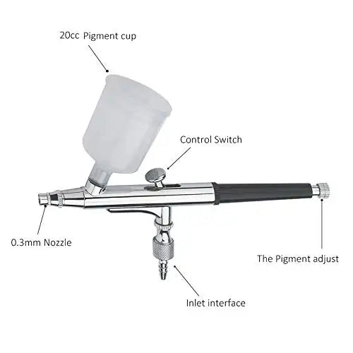 BT-131 Copper 20cc/40cc Dual Action Gravity Feed Eco-Friendly Airbrush Kit-High Precision Makeup Nail Cake & Car Paint