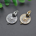 New Design Jewelry Accessories Anti Rust Color Remain 18K Gold Silver Plated CZ Pave Geometric Round Connectors Bracelet Clasps