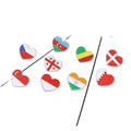 Metal Heart Shape National Flag Lapel Pin County Flag Badges Lapel Pin Indonesia Georgia Singapore Denmark India Azerbaijan