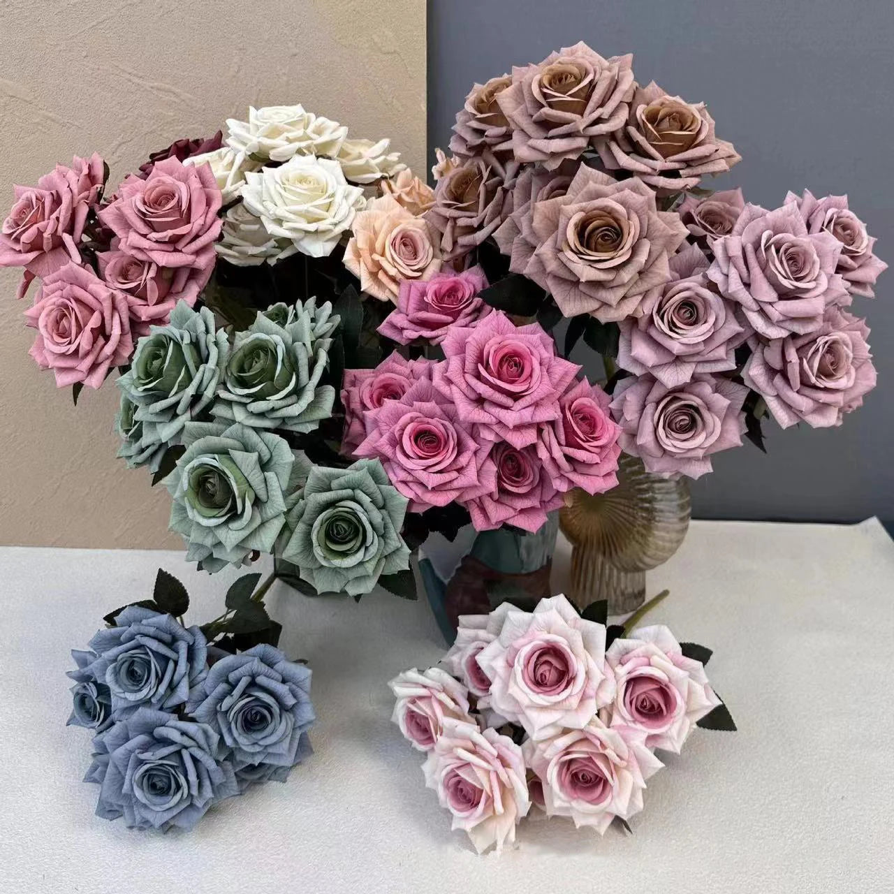 Hot Sale 7 Heads Rose Bouquet Wedding Decoration Flowers Factory Direct Price Artificial Flower