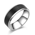 OAHLAN Fashion Jewelry Classic Black Lattice Pattern Inlay 8MM Stainless Steel Rings for Men Wedding/Engagement/Dating