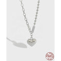 Asymmetric O Chain & Bead Chain S925 Sterling Silver Charm Necklace Heart Shape Pendant Necklace for Women